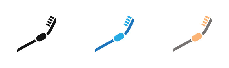 tooth brush icon outline collection or set  in black and white