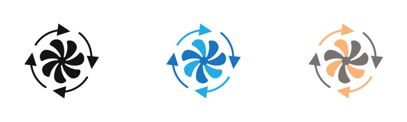Ventilation icon outline collection or set  in black and white