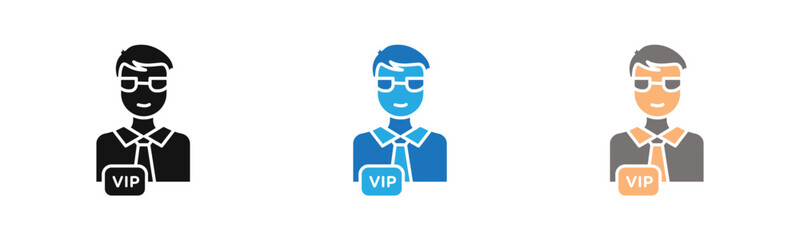 VIP person icon outline collection or set  in black and white