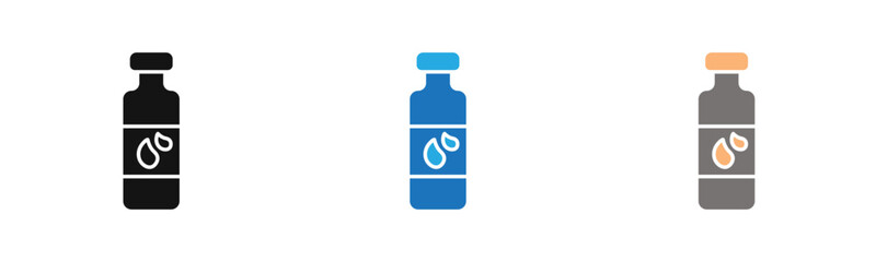 Water bottel icon outline collection or set  in black and white