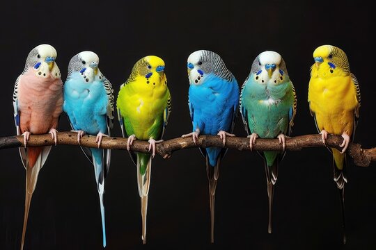 Colorful and lovely budgerigars