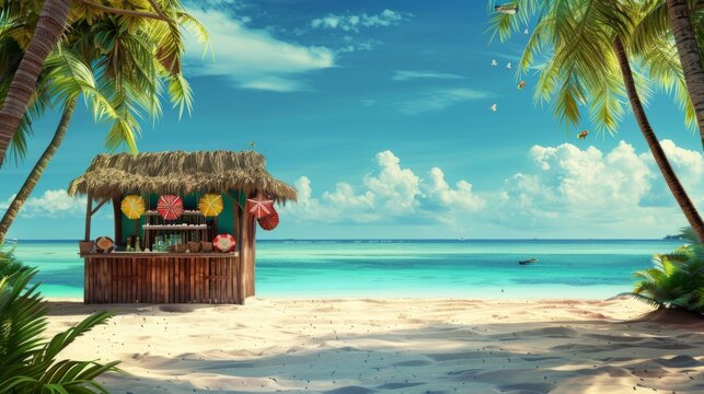 beach kiosk and decoration. generative ai