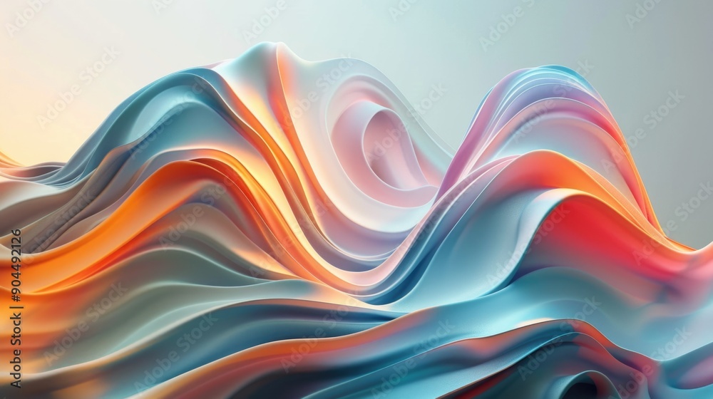 Poster Abstract wave design on a colorful background