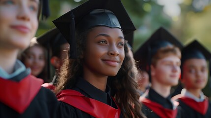 Group of diverse graduating students.