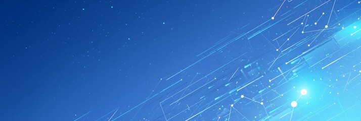 Obraz premium Blue Digital Background with White Dots and Technology Connections