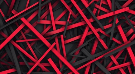 An artistic abstract piece featuring a bold and vibrant background of red and black sticks
