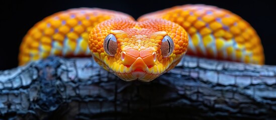 Fototapeta premium Close-Up Portrait of a Yellow and Orange Snake