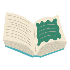 Opened book in cartoon flat style, reading concept.