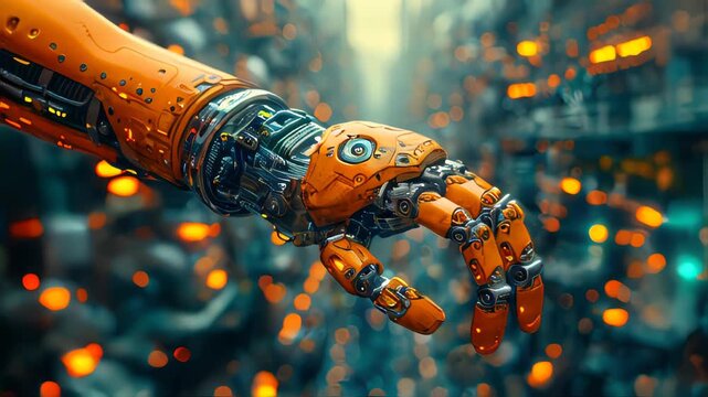 Modern high-tech medical cybernetic bionic hand prostheses, artificial substitutes for damaged or missing upper limbs