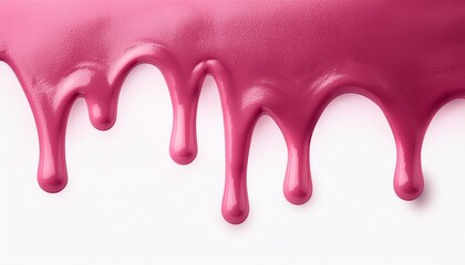 滴り落ちる、液状のイチゴ味のチョコレートの背景（pink chocolate dripping isolated）

