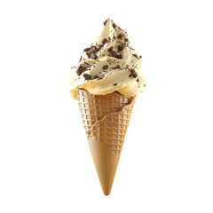 Ice Cream Cone with Chocolate Flake on a Yellow Background