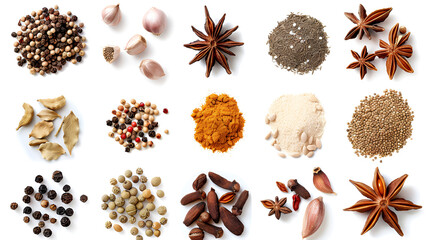 Cooking Spices Kitchen Spices Cooking Ingredients Seasoning White Background Aspect 16:9