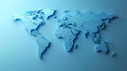 Blue world map countries. World map. Illustration concept