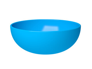 Blue bowl. Isolated. 3d illustration.