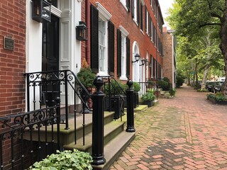 colonial style brownstone house
