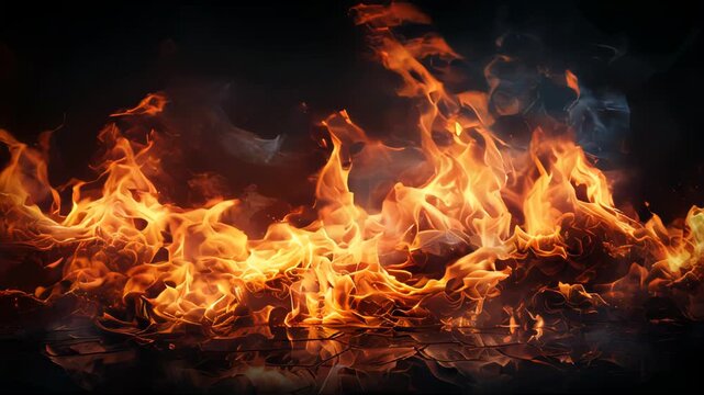 Beautiful scorching fire red burning burns and glows