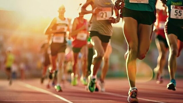 Track athletes running