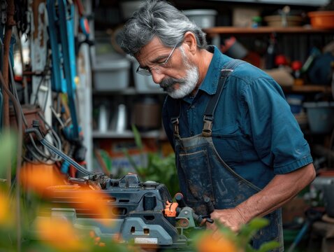 Household helper: a man performing various housework tasks, commitment to home upkeep and support, representing essential role of domestic aide in ensuring orderly and clean residence.