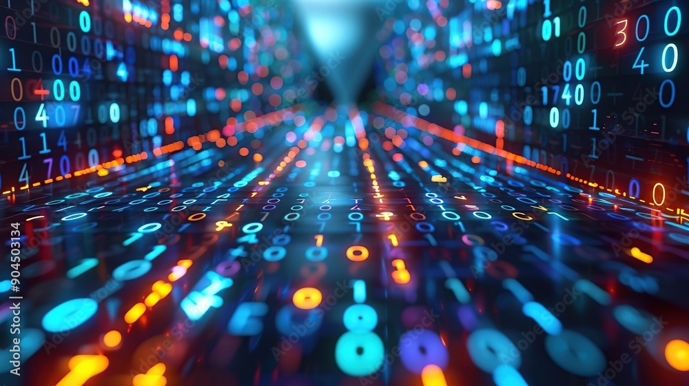 Poster binary code tunnel