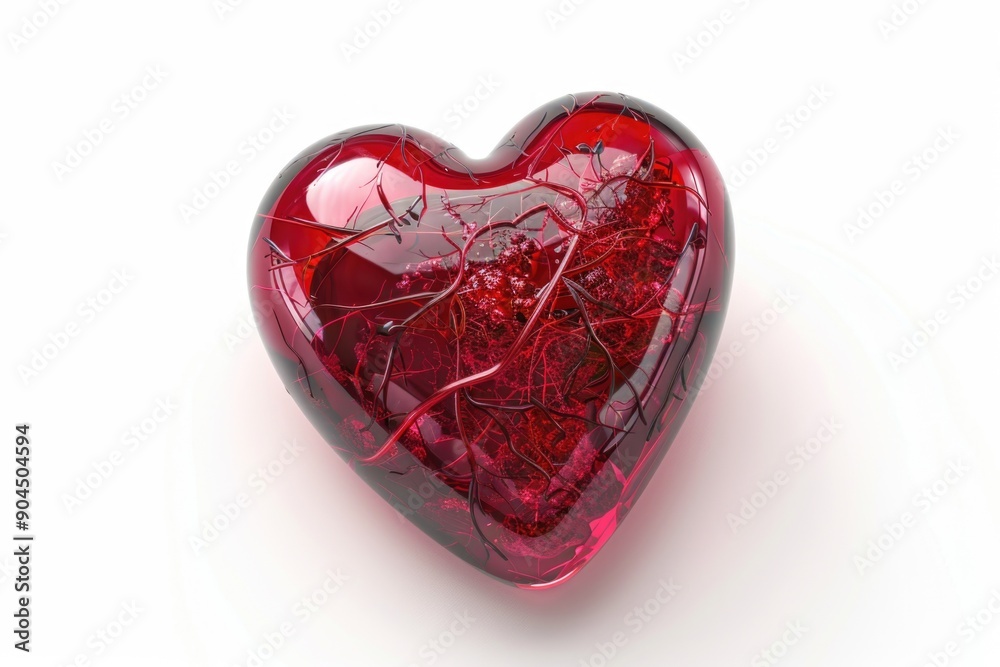 Poster A red heart-shaped object sits on a white surface, ready for use in various designs and projects