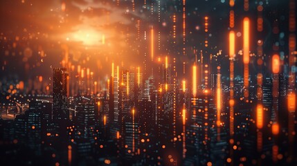 Fototapeta premium Futuristic Cityscape with Neon Lights