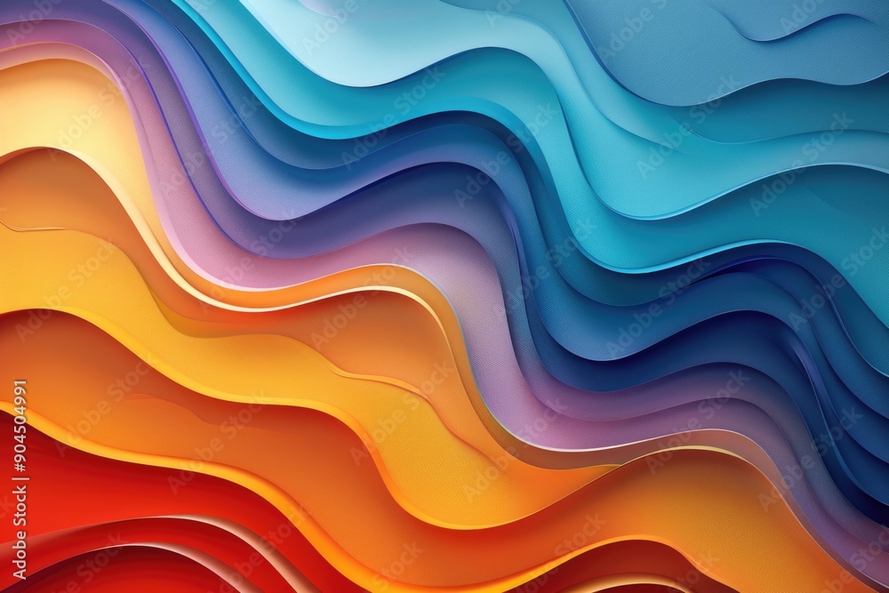 Poster Multicolored waves on a dynamic background