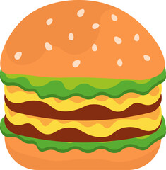 Illustration of Hamburger, Patty Burger With Double Meat and Double Cheese