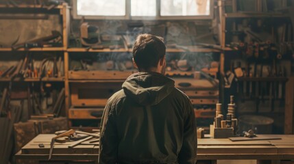 Carpenter workshop background generative ai