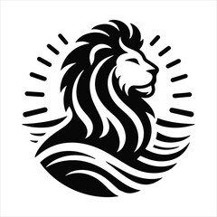 A simple white background with a silhouette of a lion 