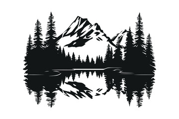 Mountain icons vector and mountain silhouette collections set isolated on white background