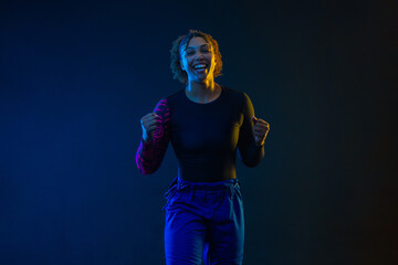 Brazilian girl Jujutsu fighter is ready for the Jiu Jitsu wrestling competition. Brazilian sport...