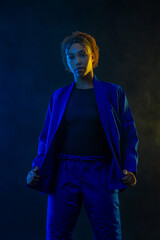 Brazilian girl Jujutsu fighter is ready for the Jiu Jitsu wrestling competition. Brazilian sport...
