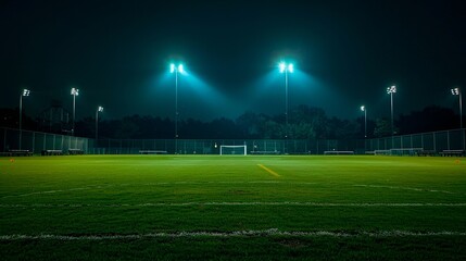 stadium with soccer ball. night illumination