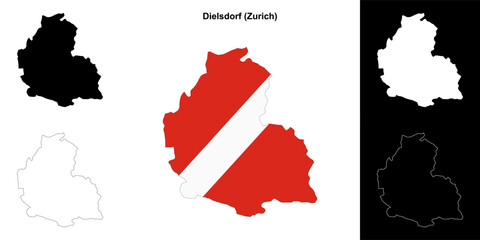 Dielsdorf blank outline map set