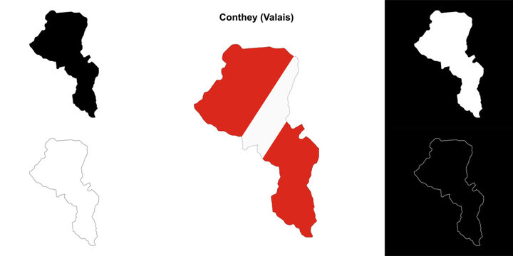 Conthey blank outline map set