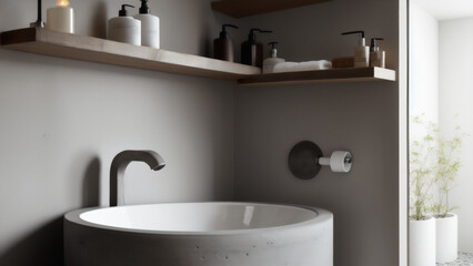 Fototapeta premium High-End Bathroom Photography Featuring Copper Tub and Brass Details