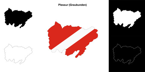 Plessur blank outline map set