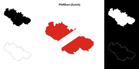 Fototapeta premium Pfaffikon blank outline map set
