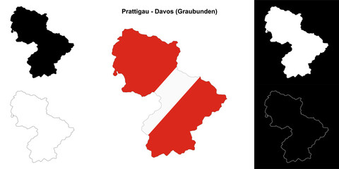 Prattigau - Davos blank outline map set