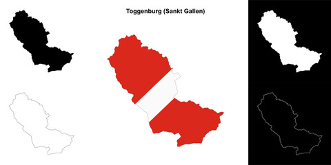 Toggenburg blank outline map set