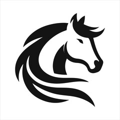 Horse head pose graphic silhouette white background