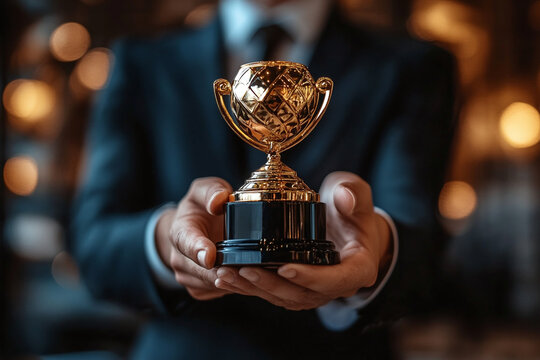 Photograph of a Business Owner Receiving an Entrepreneur Award: A business owner receiving an award at a gala.