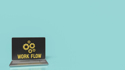 The Gear and work flow text for Business concept 3d rendering.