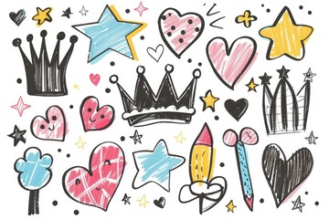 A decorative crown featuring stars and hearts, ideal for romantic or celebratory scenes