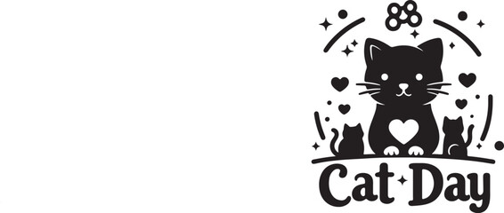 Cat Day logo icon silhouette vector style art illustration