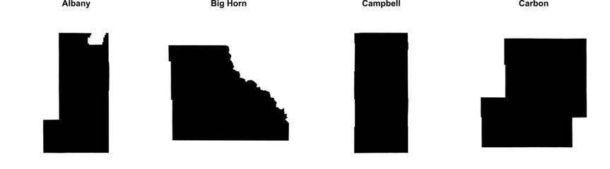 Albany, Big Horn, Campbell, Carbon outline maps