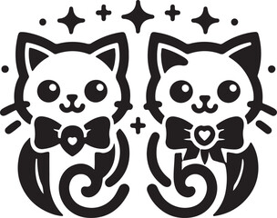 Cat Day logo icon silhouette vector style art illustration