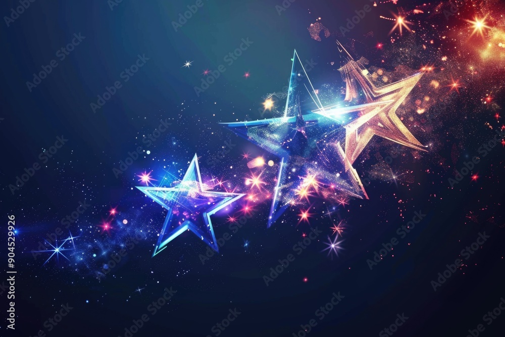 Poster a collection of stars shining brightly in the darkness, perfect for use as a background or illustrat