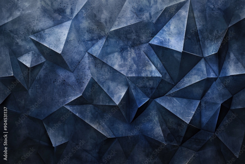 Poster abstract painting featuring interconnected triangles