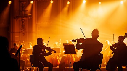 Fototapeta premium young people play the violin at night